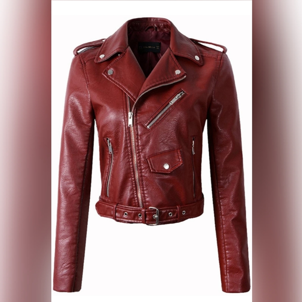 Women's Faux Leather Motorcycle Jacket